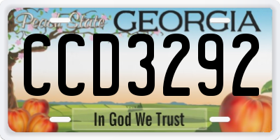 GA license plate CCD3292