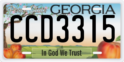 GA license plate CCD3315