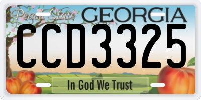 GA license plate CCD3325