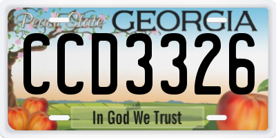 GA license plate CCD3326