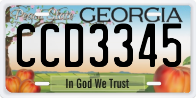 GA license plate CCD3345