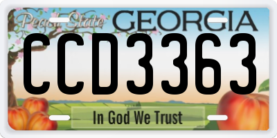 GA license plate CCD3363