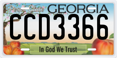 GA license plate CCD3366