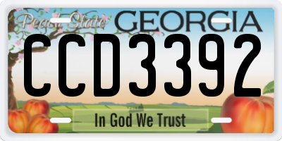 GA license plate CCD3392