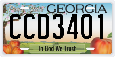 GA license plate CCD3401