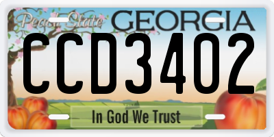 GA license plate CCD3402