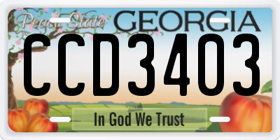 GA license plate CCD3403