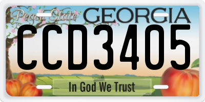 GA license plate CCD3405