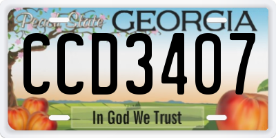 GA license plate CCD3407