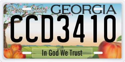 GA license plate CCD3410