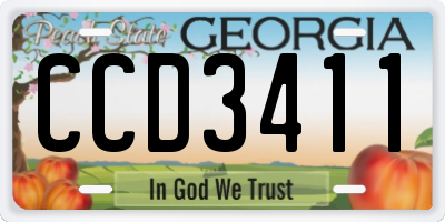GA license plate CCD3411