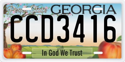 GA license plate CCD3416