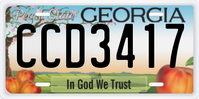 GA license plate CCD3417
