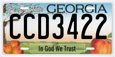GA license plate CCD3422