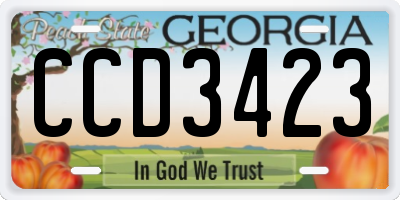 GA license plate CCD3423
