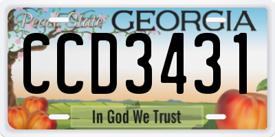 GA license plate CCD3431