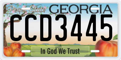 GA license plate CCD3445