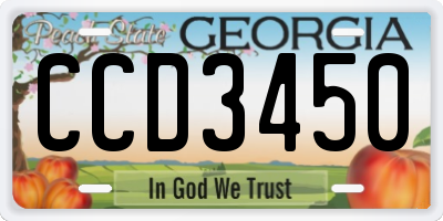 GA license plate CCD3450