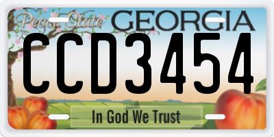 GA license plate CCD3454