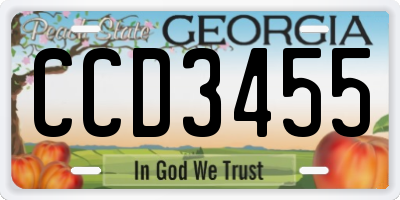 GA license plate CCD3455