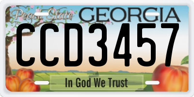 GA license plate CCD3457