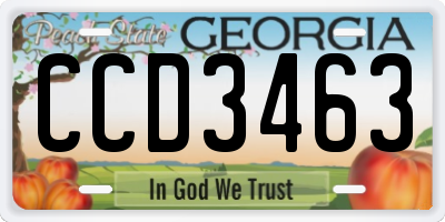 GA license plate CCD3463