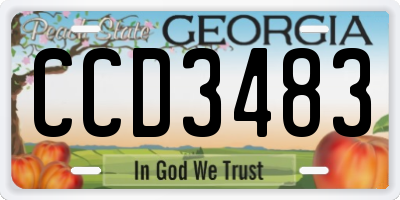 GA license plate CCD3483