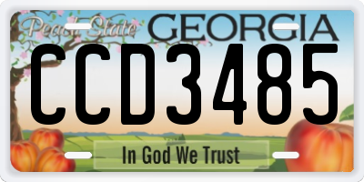 GA license plate CCD3485