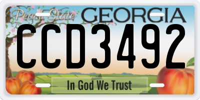 GA license plate CCD3492