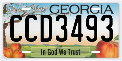 GA license plate CCD3493