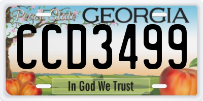 GA license plate CCD3499