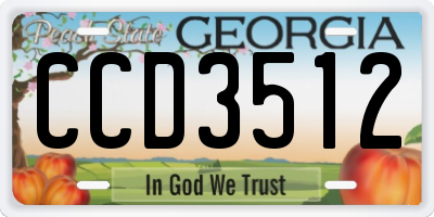 GA license plate CCD3512