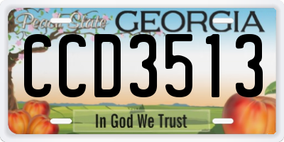 GA license plate CCD3513