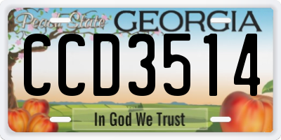 GA license plate CCD3514