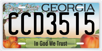 GA license plate CCD3515