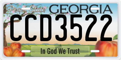 GA license plate CCD3522