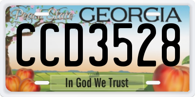 GA license plate CCD3528