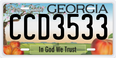 GA license plate CCD3533