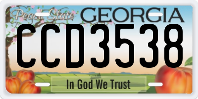 GA license plate CCD3538