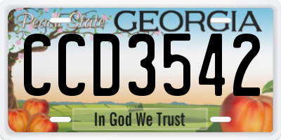 GA license plate CCD3542
