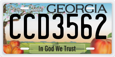 GA license plate CCD3562