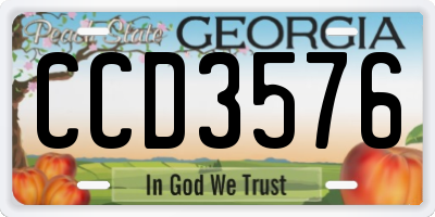 GA license plate CCD3576