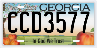 GA license plate CCD3577