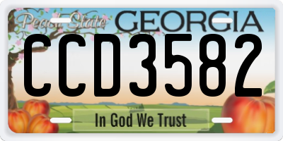GA license plate CCD3582