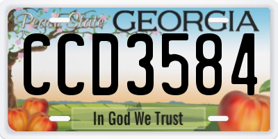 GA license plate CCD3584