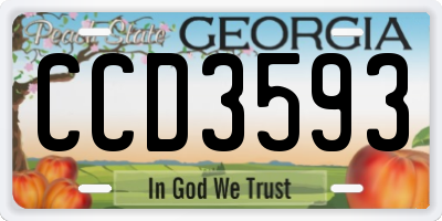 GA license plate CCD3593