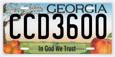 GA license plate CCD3600