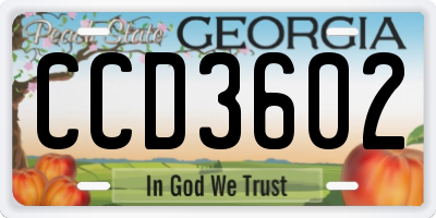 GA license plate CCD3602