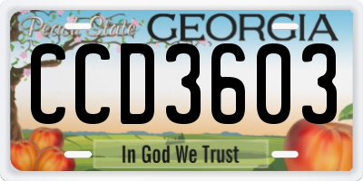 GA license plate CCD3603
