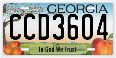GA license plate CCD3604
